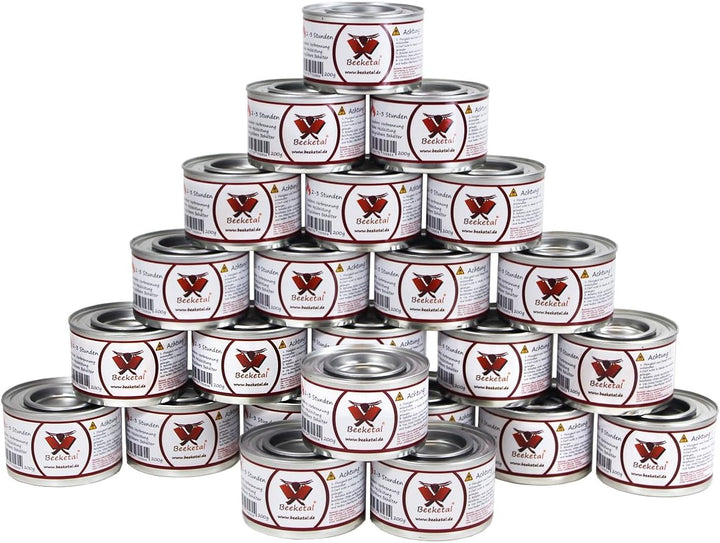 Beeketal Brennpaste - 24 x 200g Sicherheitsbrennpaste Dosen, ca. 2-3 Std. Brenndauer pro Dose, saube