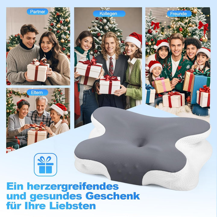 Nackenkissen - Orthopädisches Kopfkissen aus Memory Foam - Ergonomisches Kopfkissen gegen Nackenschm