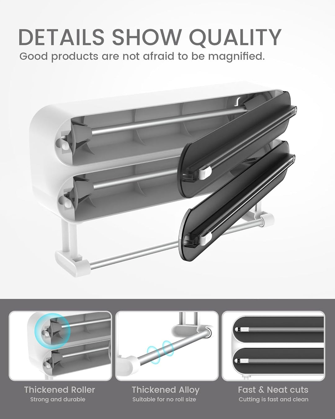 3 in 1 Frischhaltefolienspender mit Küchenrollenhalter - Küchenrollenhalterung mit Cutter - Küchenro