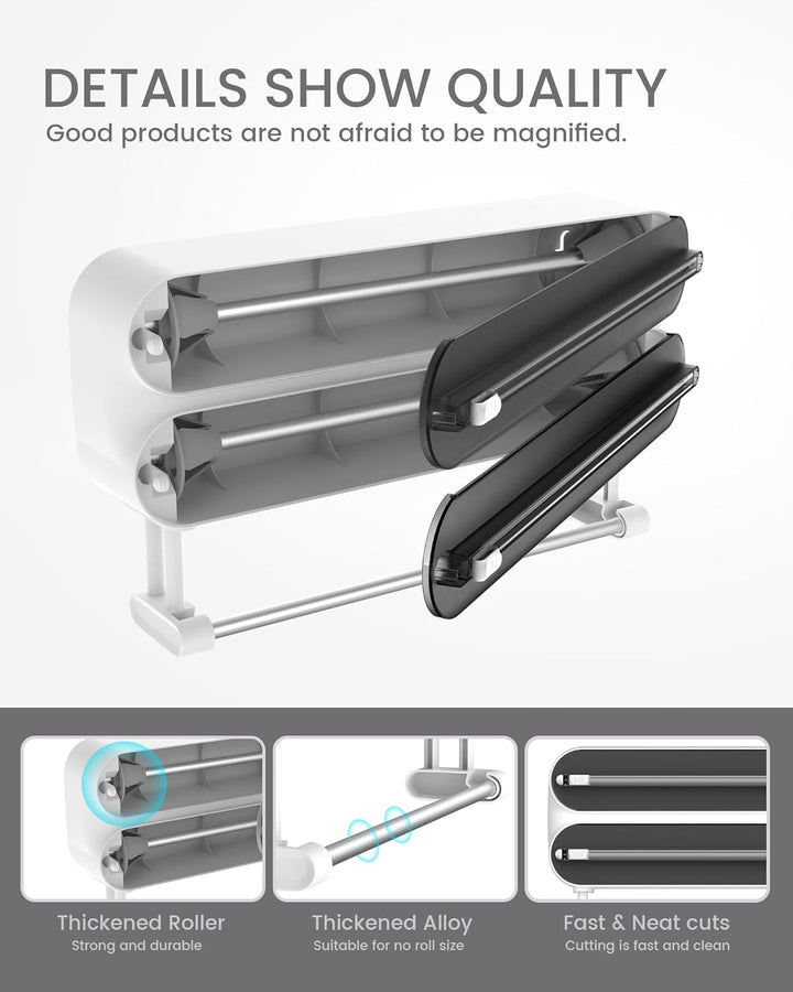 3 in 1 Frischhaltefolienspender mit Küchenrollenhalter - Küchenrollenhalterung mit Cutter - Küchenro