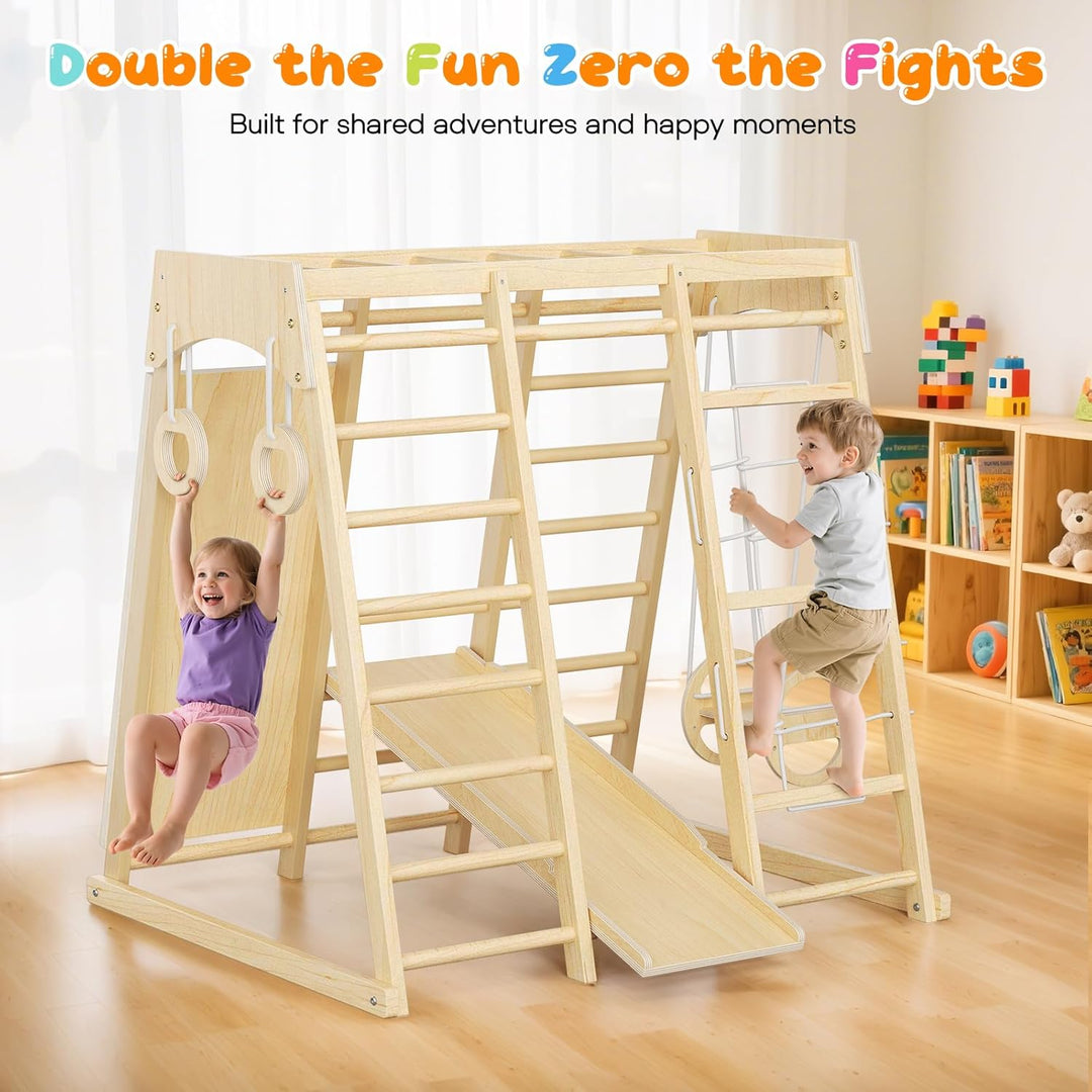 Klettergerüst für Kleinkinder, Kletterleiter aus Holz für Kinder mit gemütlichem Kissen, Indoor-Mont