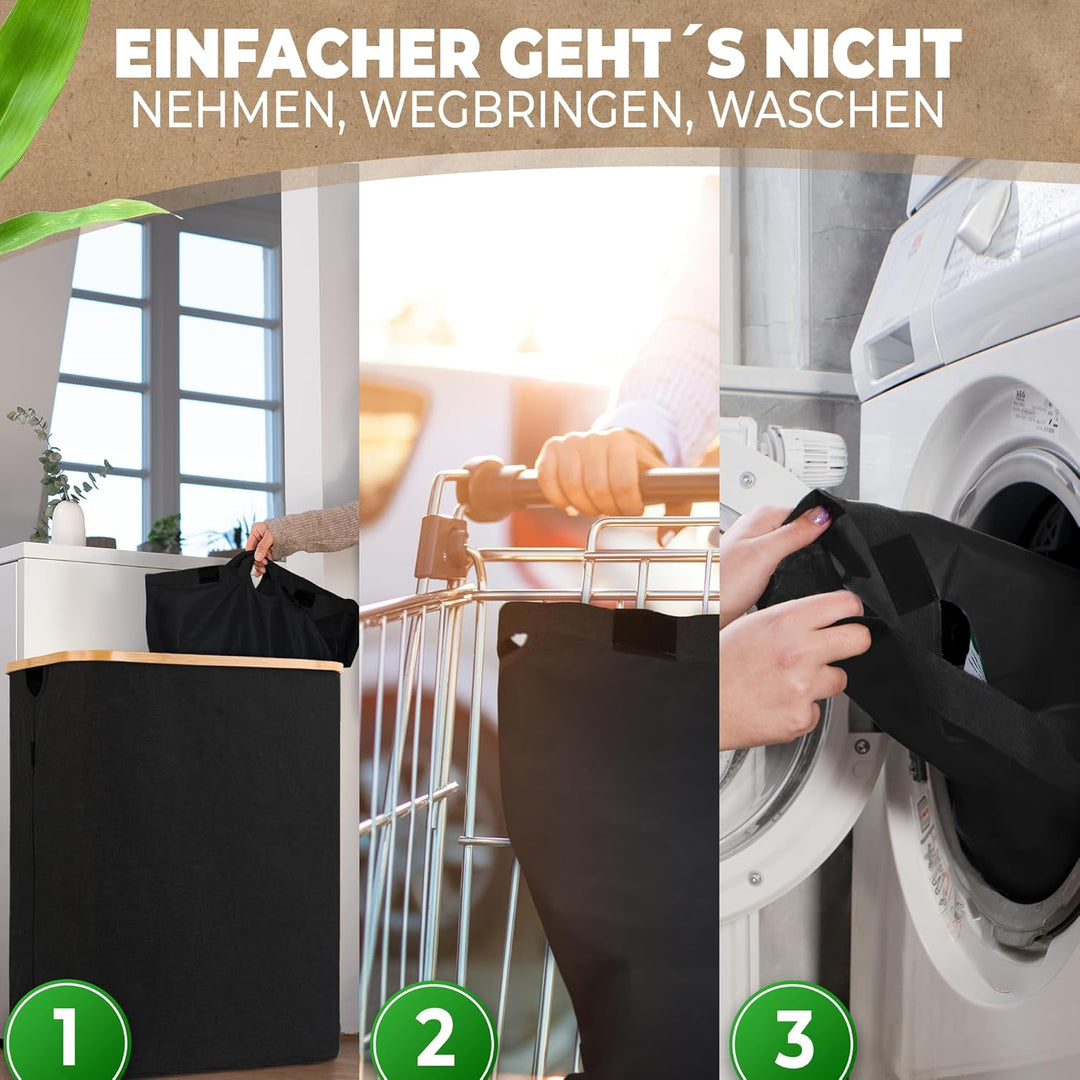 COTTARA® Pfandflaschen Sammelbehälter 2 Fächer | Pfandbehälter mit Deckel und 2x Tragetasche | Ideal