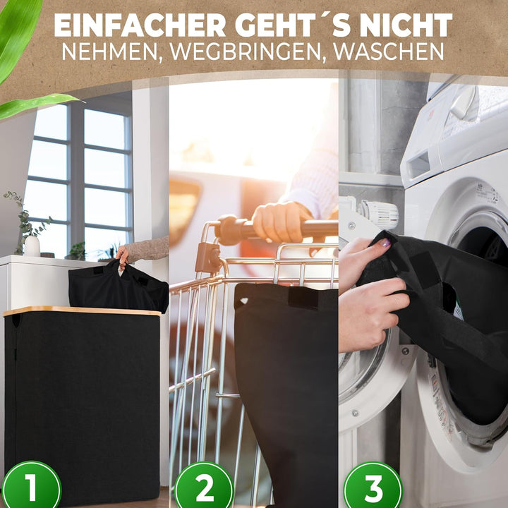 COTTARA® Pfandflaschen Sammelbehälter 2 Fächer | Pfandbehälter mit Deckel und 2x Tragetasche | Ideal