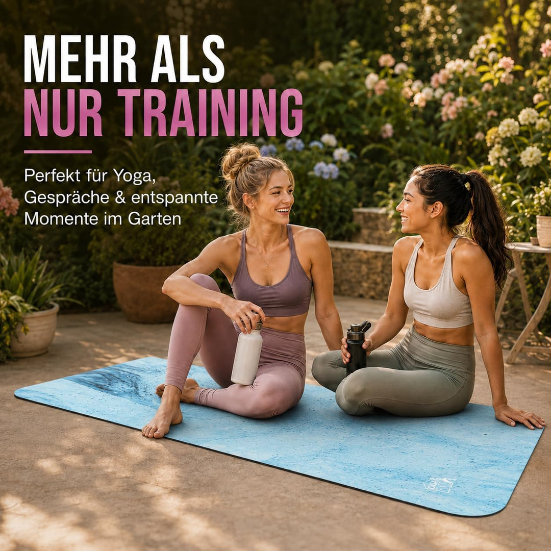 Fitnessmatte, Yogamatte aus umweltfreundlichem Naturkautschuk und rutschfest mit Design und Tragegur