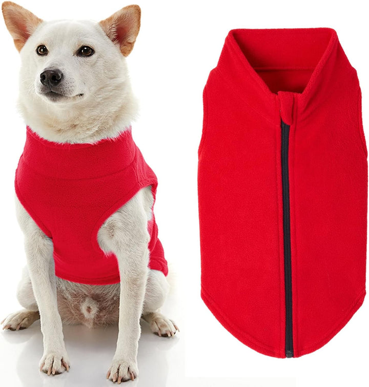 Gooby Hundepullover aus Fleece, mit Reissverschluss, Rot, Grösse 3XL, warm, für kleine Hunde, Jungen