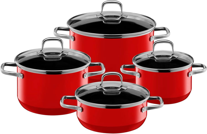 Silit Elegance Line Topfset Induktion 4-teilig, Kochtopf Set mit Glasdeckel, Silargan Funktionskeram