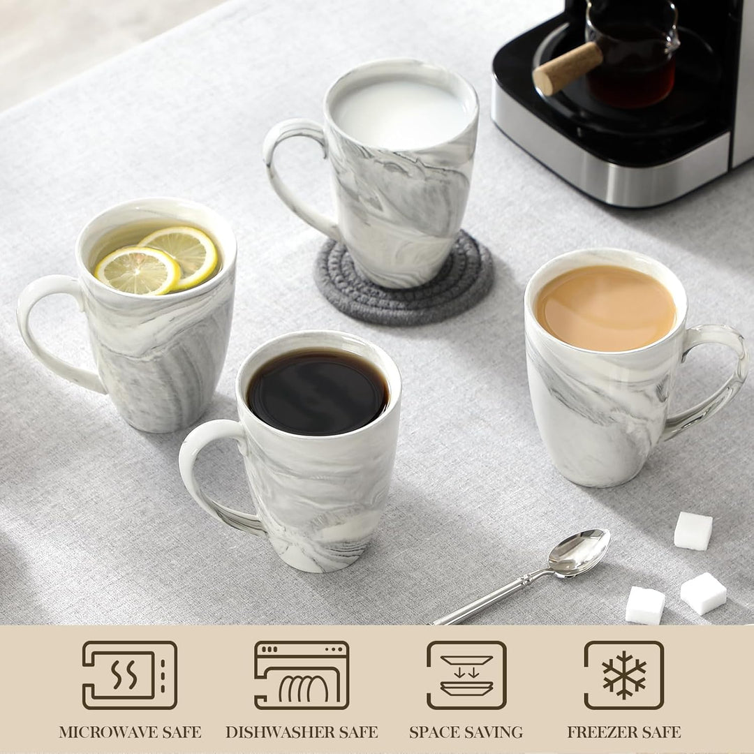 MALACASA Kaffeebecher 6er Set, Porzellan 560ML Becher Set, Grosse Moderne Kaffeetassen mit Henkel fü