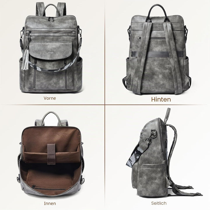 Shrrie Laptop-Rucksack für Damen, 15,6 Zoll Reise-Rucksack aus Leder, Handgepäck-Rucksack Computerta