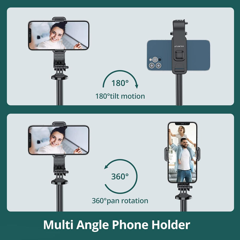 ATUMTEK Selfie-Stick 150CM 3 in 1 Selfie Stick Bluetooth Teleskop Selfie Stick Stativ mit Abnehmbare