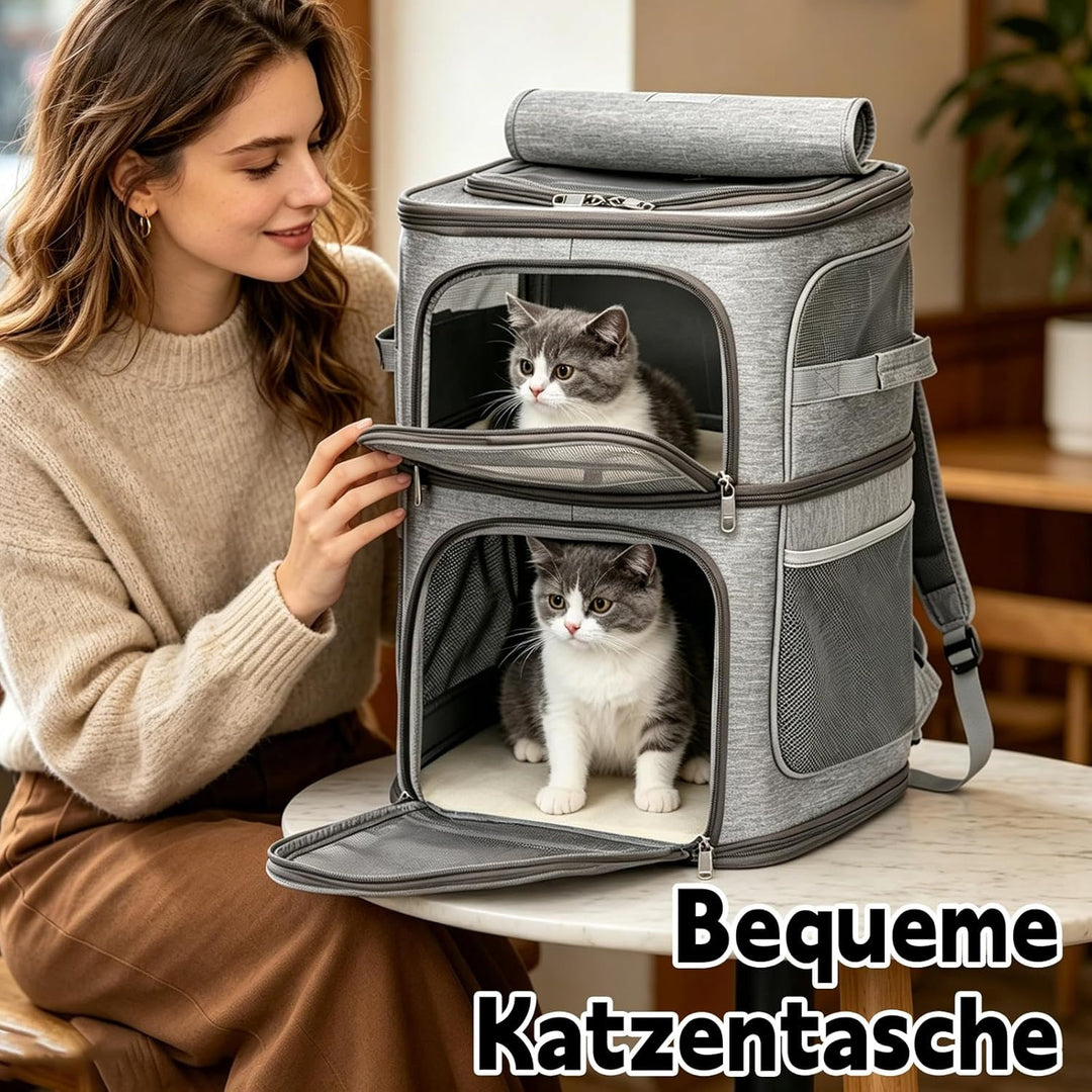 Katzenrucksack Grosse Katzen, Hunderucksack mit 7 Belüftungsfenstern, Zusammenklappbar Katzentranspo