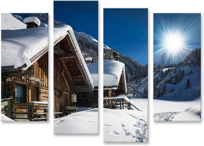 islandburner Bild auf Leinwand Winter Ski Chalet Und Hütte In Schneeberg Bilder Wandbilder Poster Le