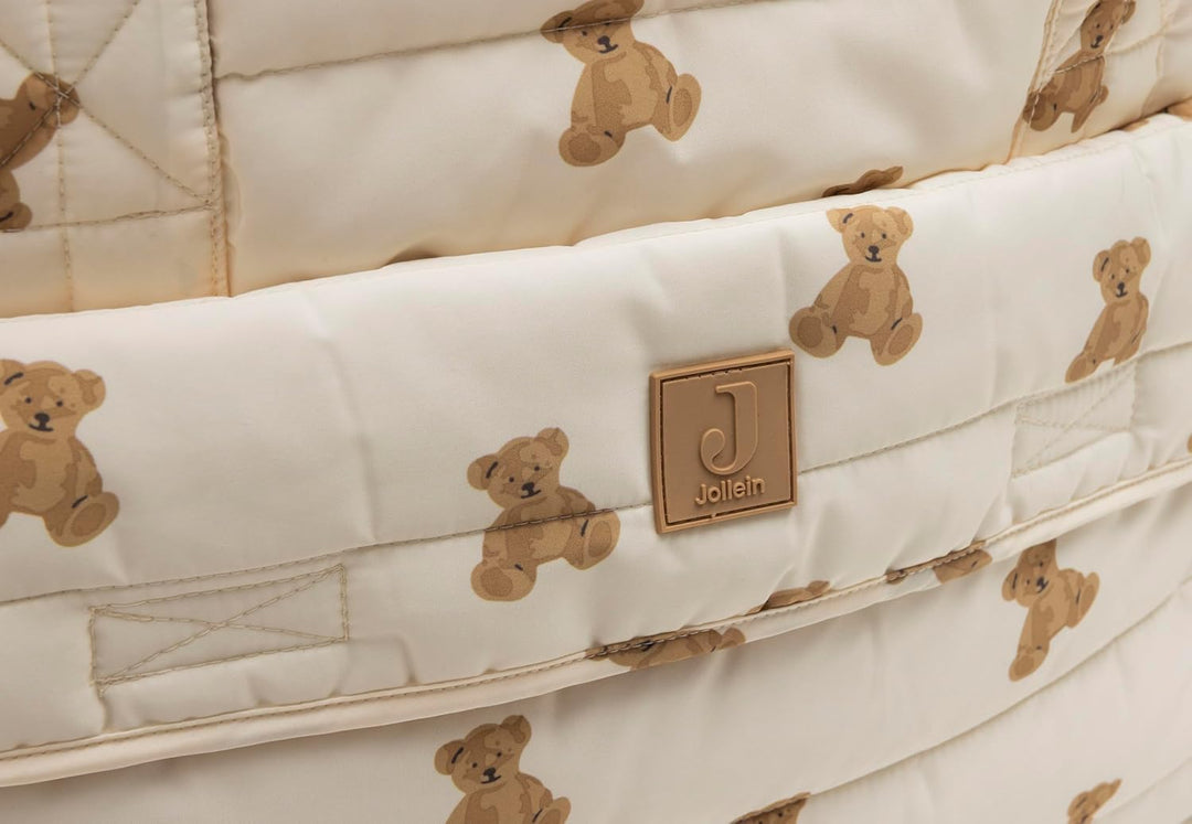 Jollein Wickeltasche Mini Teddy Bear – Stylische Wickeltasche mit Bärchen-Print – Wasserabweisend &