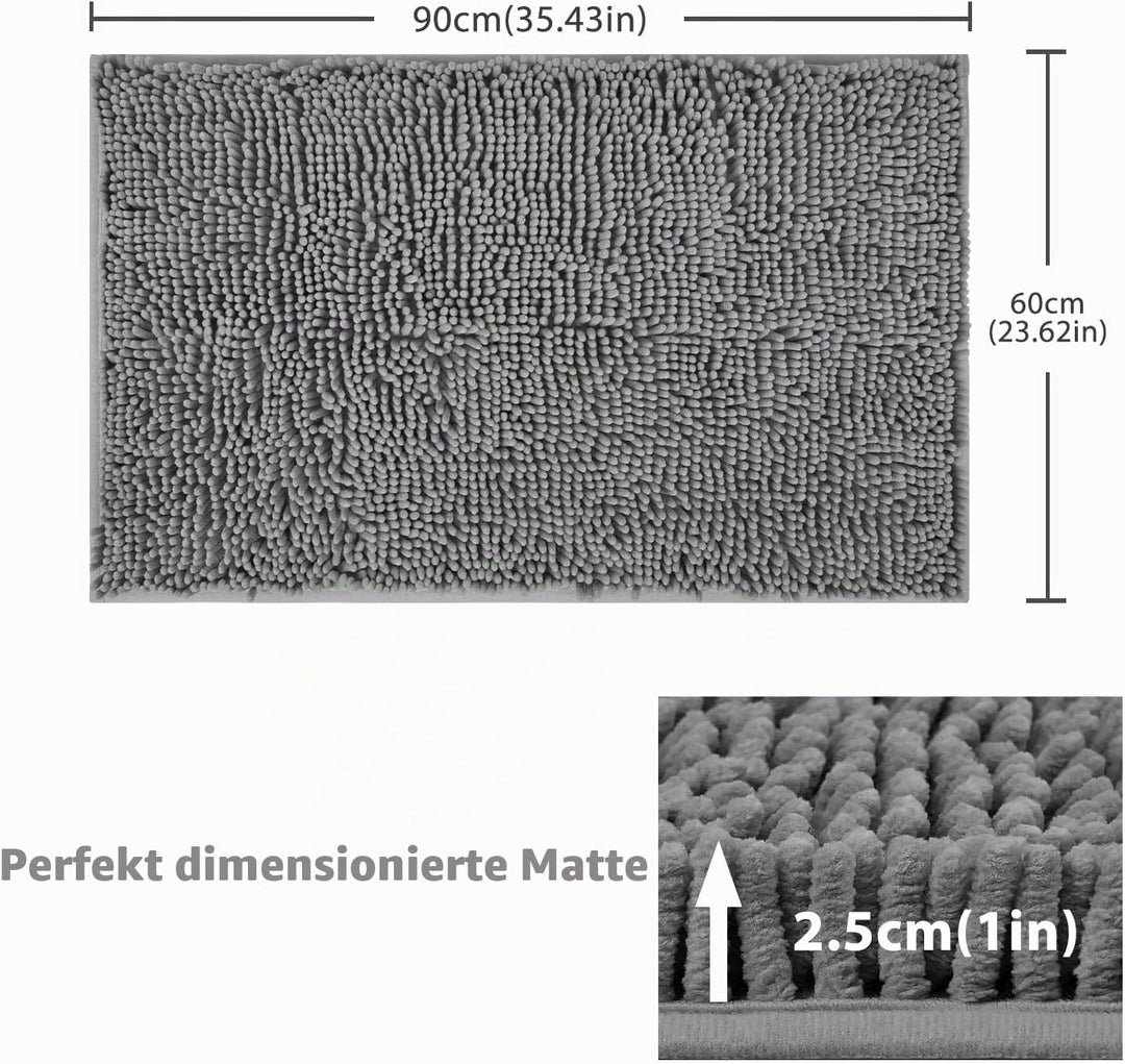FCSDETAIL rutschfeste, Hochflor Badteppiche 60 x 90 cm, Maschinenwaschbare Badematte, Badvorleger mi