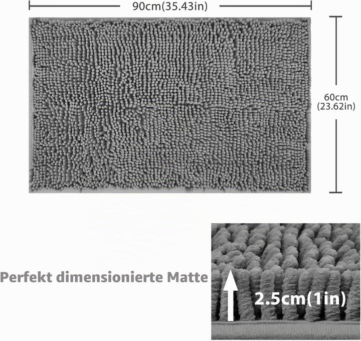 FCSDETAIL rutschfeste, Hochflor Badteppiche 60 x 90 cm, Maschinenwaschbare Badematte, Badvorleger mi