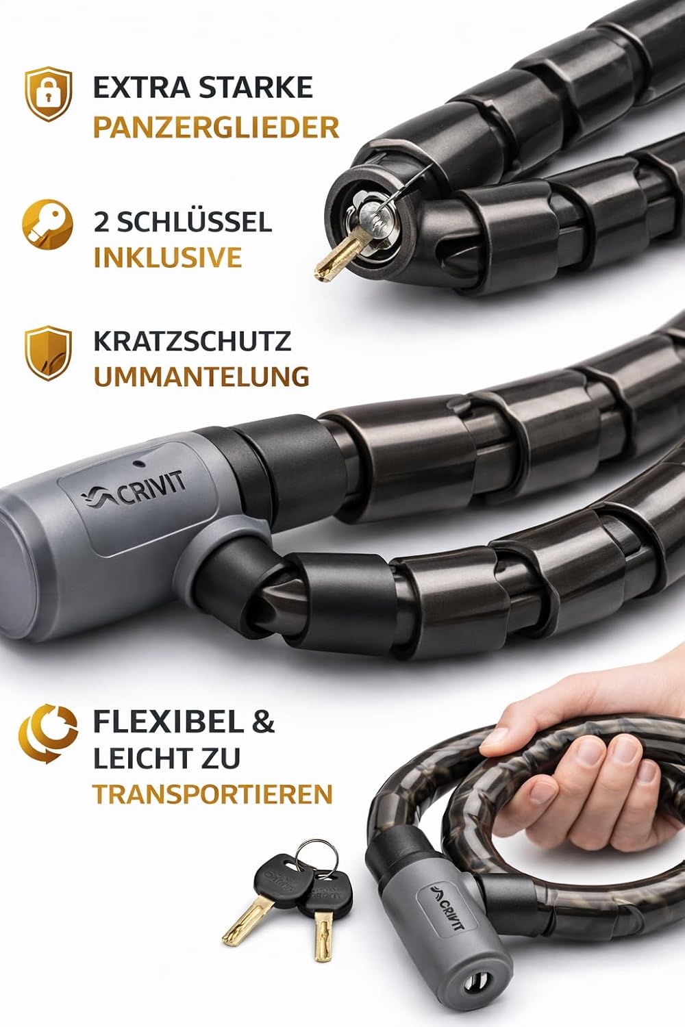 Fahrrad Panzerschloss, Sicherheitsschloss für Fahrräder, Robustes Fahrradschloss