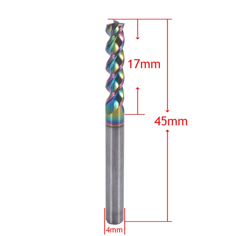 4mm Hartmetall-quadratische Endfräse für Aluminiumkupferanwendungen, 3-Flöte, 4mm Schneiddurchmesser