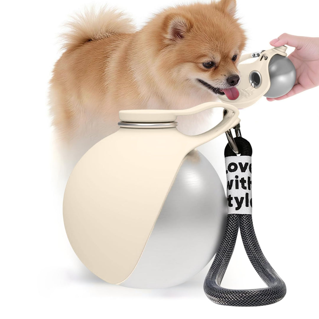 Trinkflasche Hunde für Unterwegs, 285ML Edelstahl Hundetrinkflasche mit Silikonnapf, Auslaufsichere