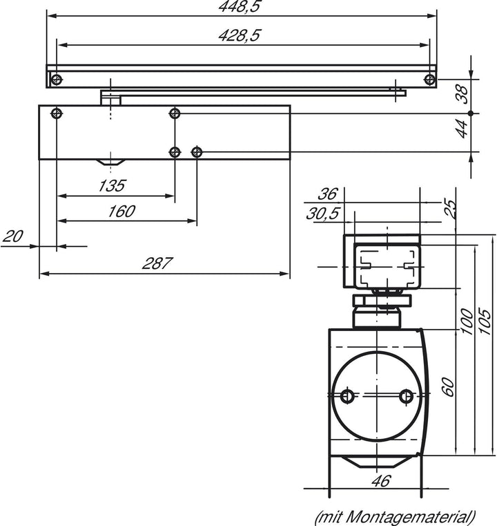 GEZE 29404 Gleitsch.BG f.TS 5000 L weiss 9016 mech, Weiss (Ral 9016), Weiss (Ral 9016)