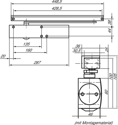 GEZE 29404 Gleitsch.BG f.TS 5000 L weiss 9016 mech, Weiss (Ral 9016), Weiss (Ral 9016)