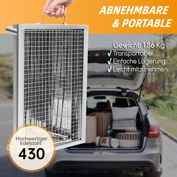Sunjas Picknickgrill Edelstahl Holzkohlegrill Kleiner Grill Portable Campinggrill Abnehmbare BBQ Gri