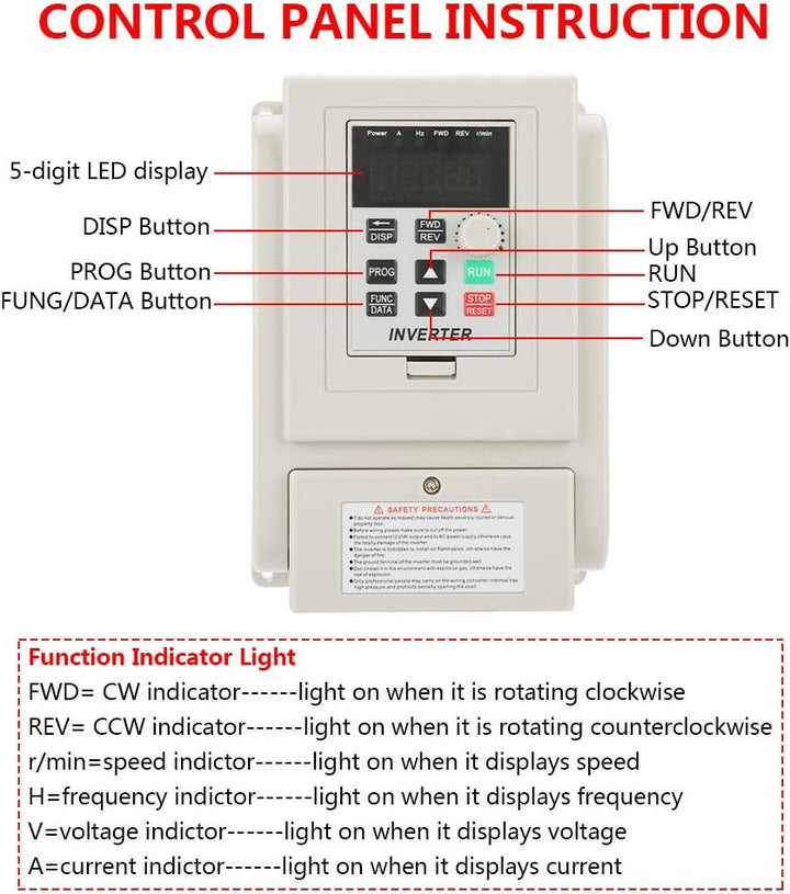 Tosuny VFD Frequenzumrichter, VFD Drehzahlregler Inverter Motor 220 V Einphasen Frequenzumrichter VF