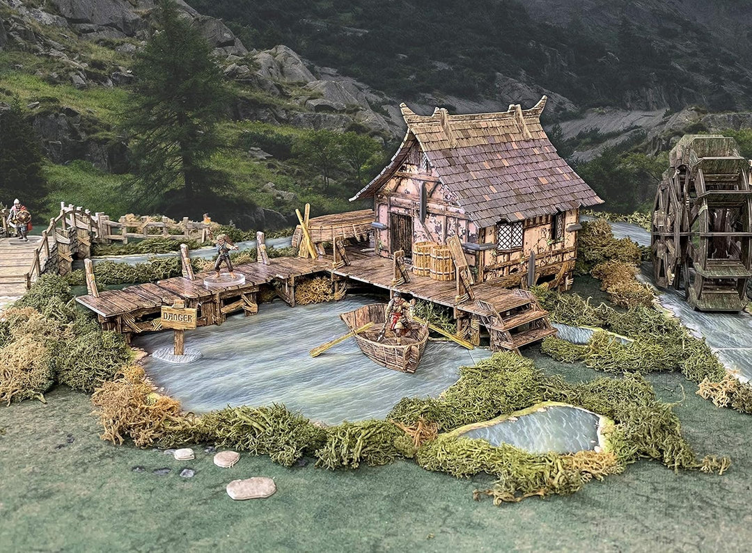 Battle Systems BSTFWE004 Fantasy Terrain Lake House Fantasy-Gebäude mit Mehreren Ebenen, modulare 3D