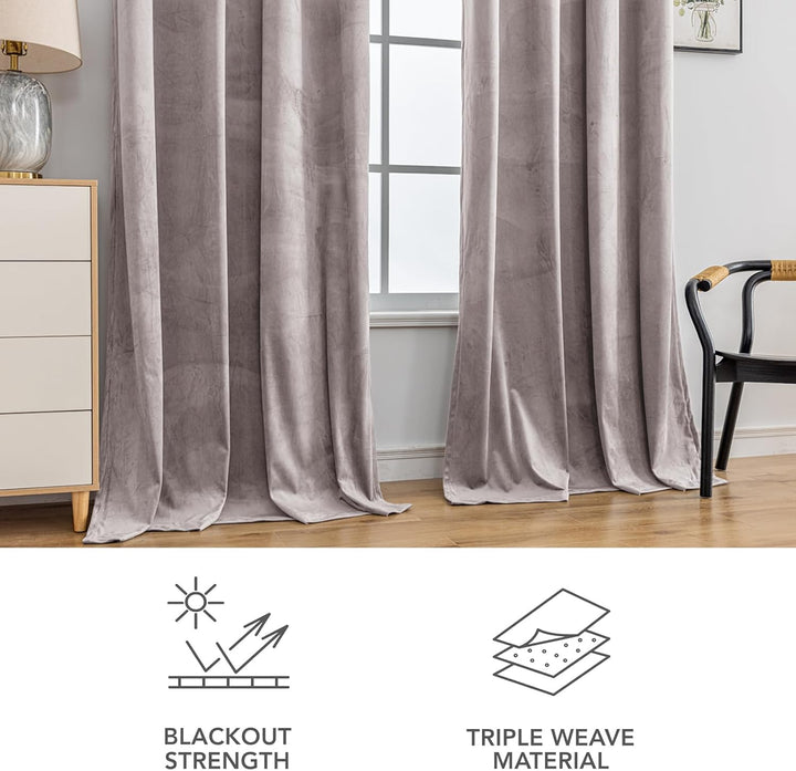 YSTELLAA Gardinen Samt 2er Set, 140×160 cm, Verdunklungsvorhänge Mit Ösen, Vorhang Blickdicht Wohnzi