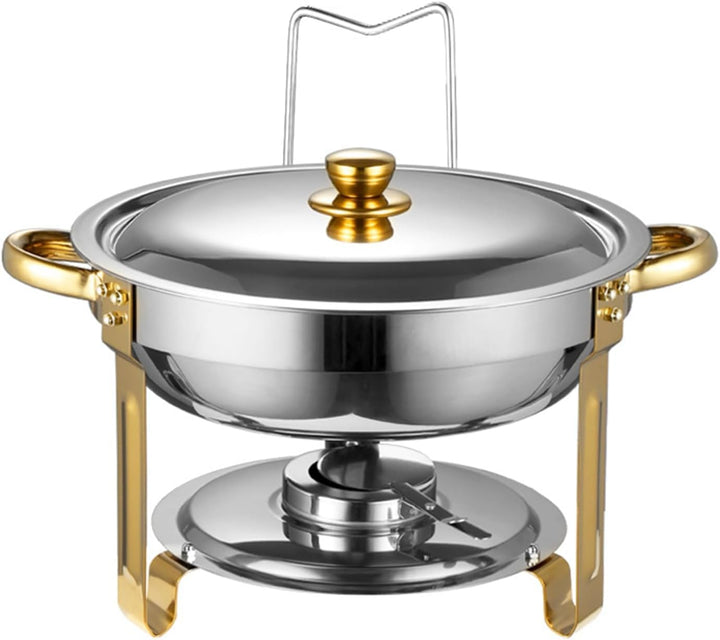 Chafing Dish Set 4,5L Rund Speisenwärmer mit Glasdeckel Erstklassiger 410 Edelstahl Wärmebehälter Su