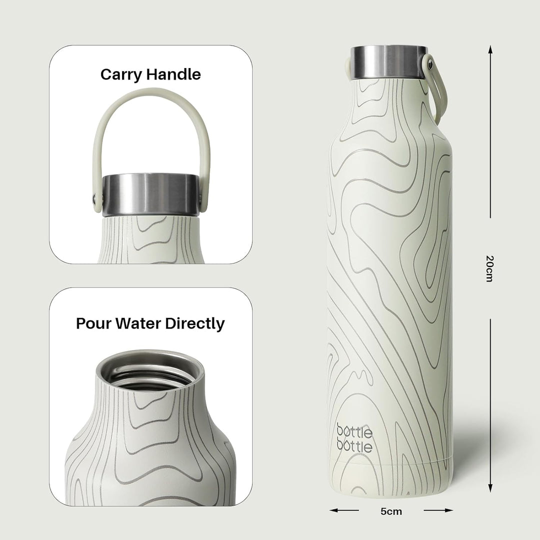 bottlebottle Isolierflasche 600ml – Edelstahl Trinkflasche mit Kuhmuster, BPA-frei, Auslaufsicher, D