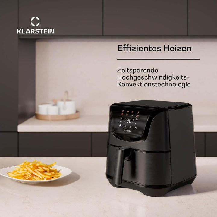 Klarstein AeroVital Deluxe Heissluftfritteuse – 5,4 L Airfryer, 1700 W, Touch-Display, 8 Programme,