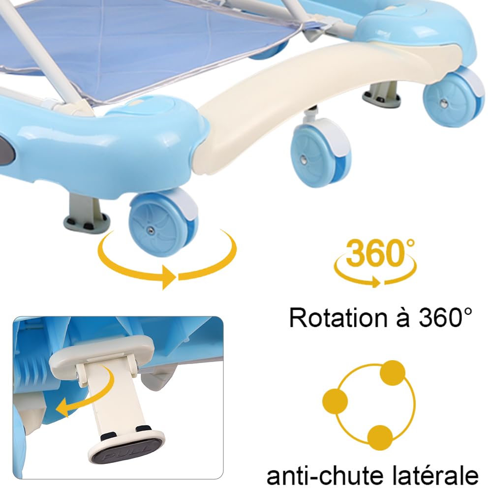 Baby Lauflernhilfe, Baby Walker Höhenverstellbar, Überrollsicherer Lauflernwagen mit Leisen 360°-Lau
