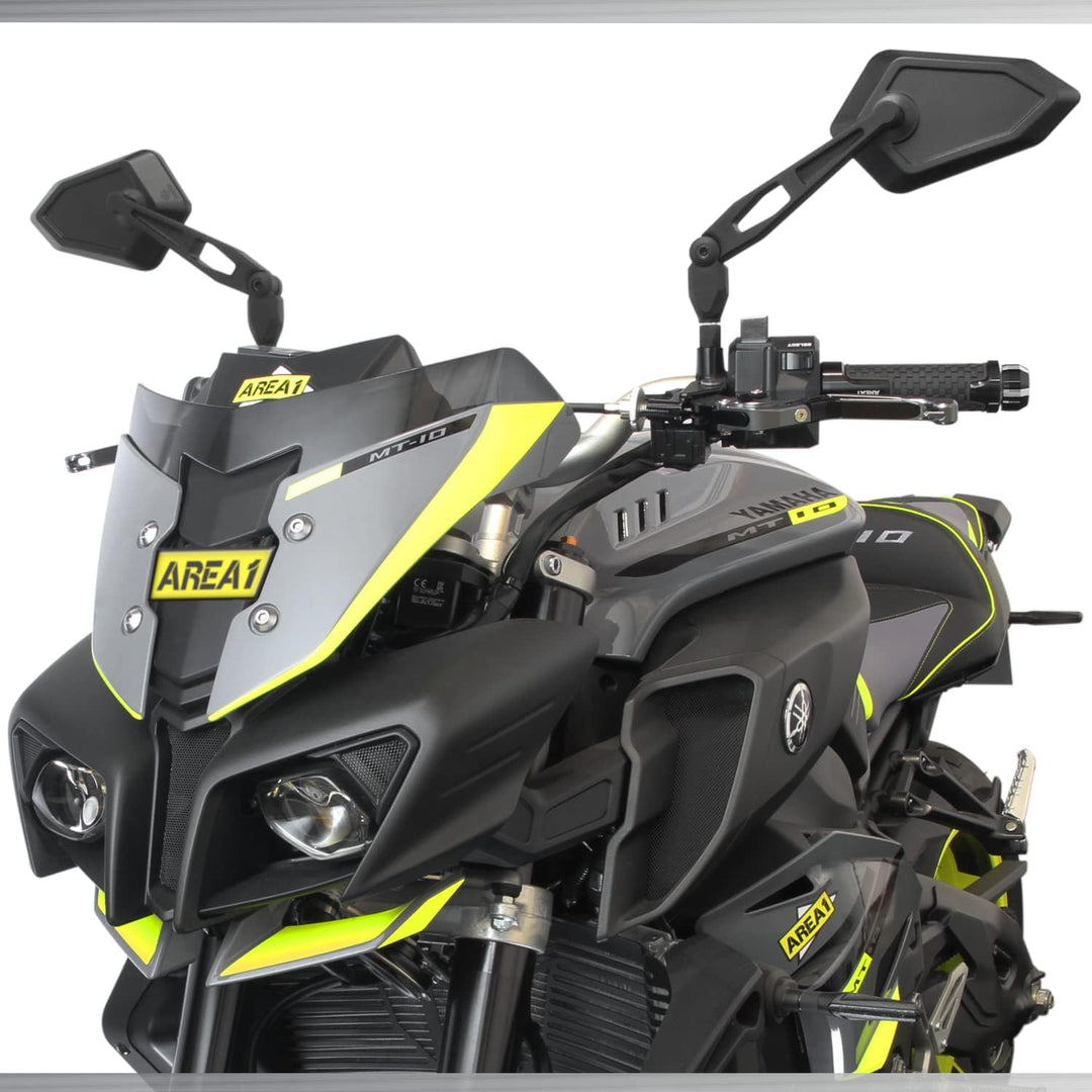 Area1 Universal Motorrad Rückspiegel Paar e-geprüft 2x M10 Rechtsgewinde + Linksgewindeadapter, pass