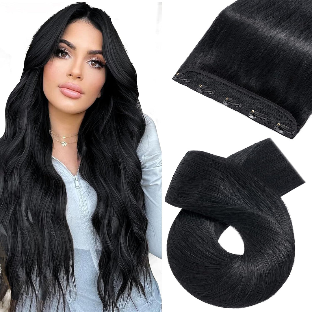 Clip in Extensions Echthaar Dick Haarteile Echthaar 1 Piece 5 Clips 7A Remy Hair Weich Natürlich Haa