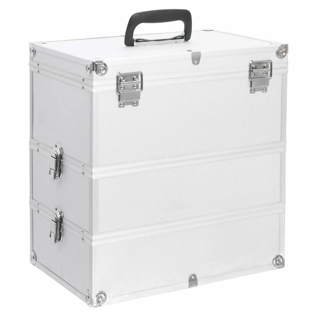 vidaXL Kosmetikkoffer 37x24x40cm Schminkkoffer Schmuckkoffer mehrere Auswahl Silber, Silber