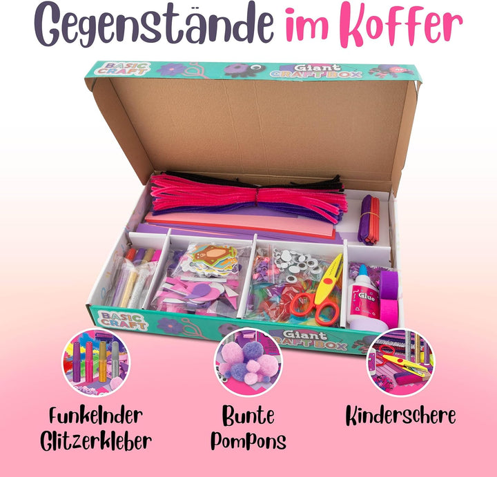 Grafix XL Lila Bastelset | Giant Craft Boxfür Kinder ab 4 Jahren | Über 500 DIY-Bastelmaterialien |