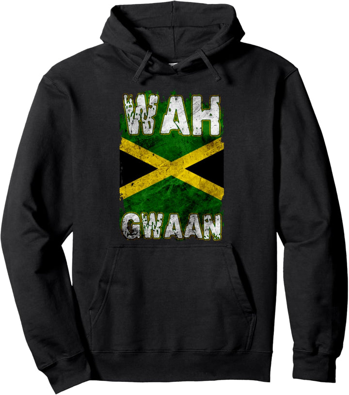 Jamaika-Hemd Wah Gwaan Rasta Cool Distressed Jamaican Flag Pullover Hoodie