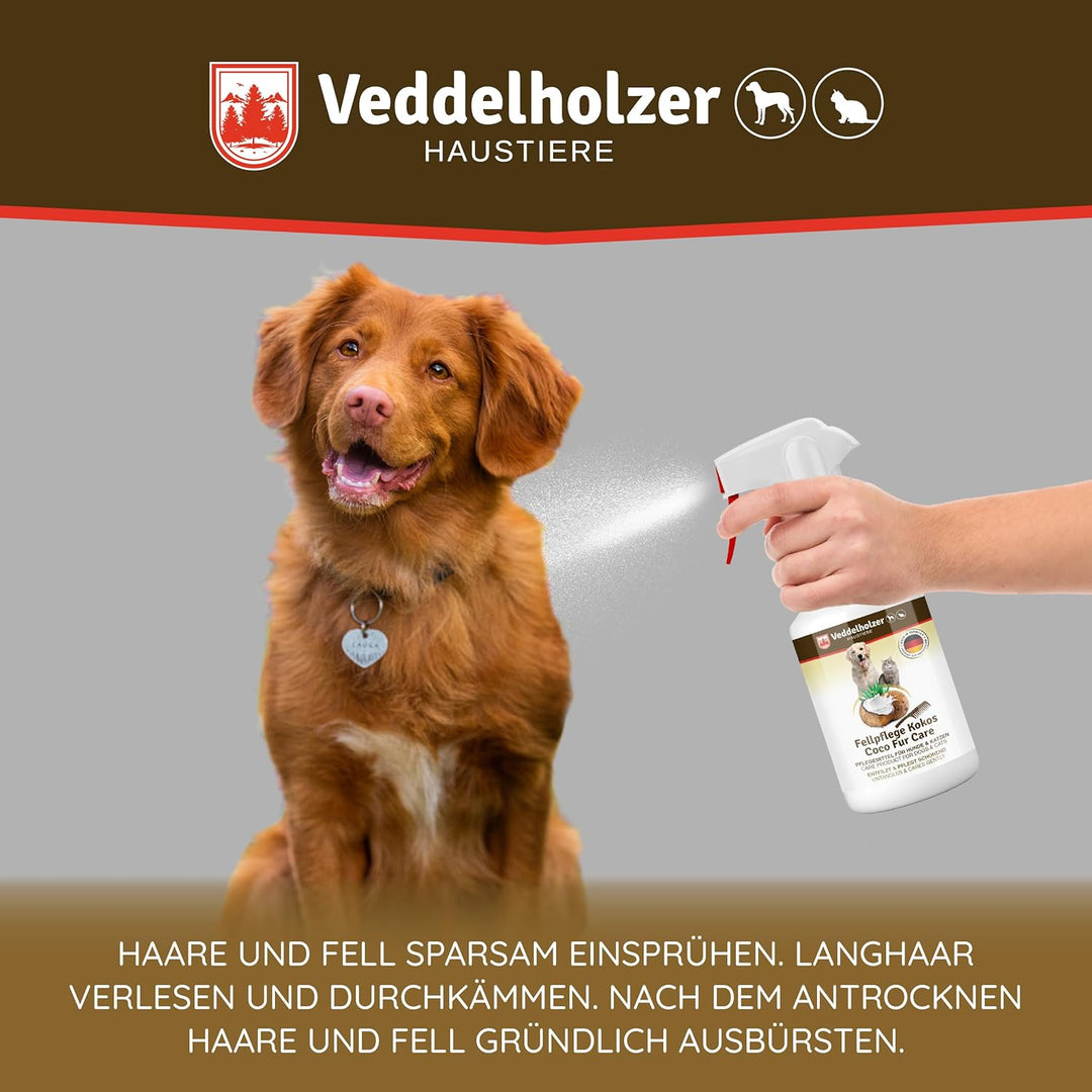 Veddelholzer 250 ml Kokos Fellpflege Hund &amp; Katze. Entfilzungsspray, Welpen, Fell. Zubehör, Hundepar