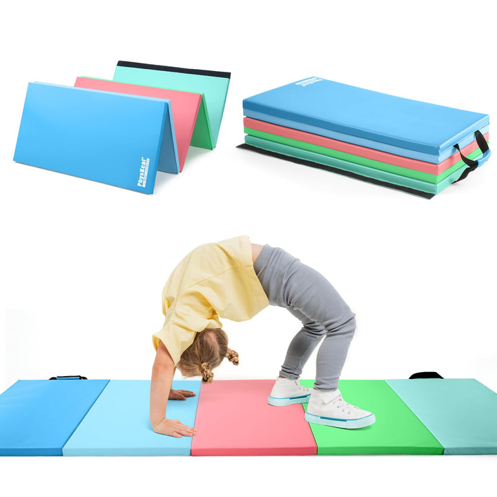 PhysKcal 195 x 75 x 3 cm Klappbare Weichbodenmatte Turnmatte Fitnessmatte Gymnastikmatte mit Tragegr