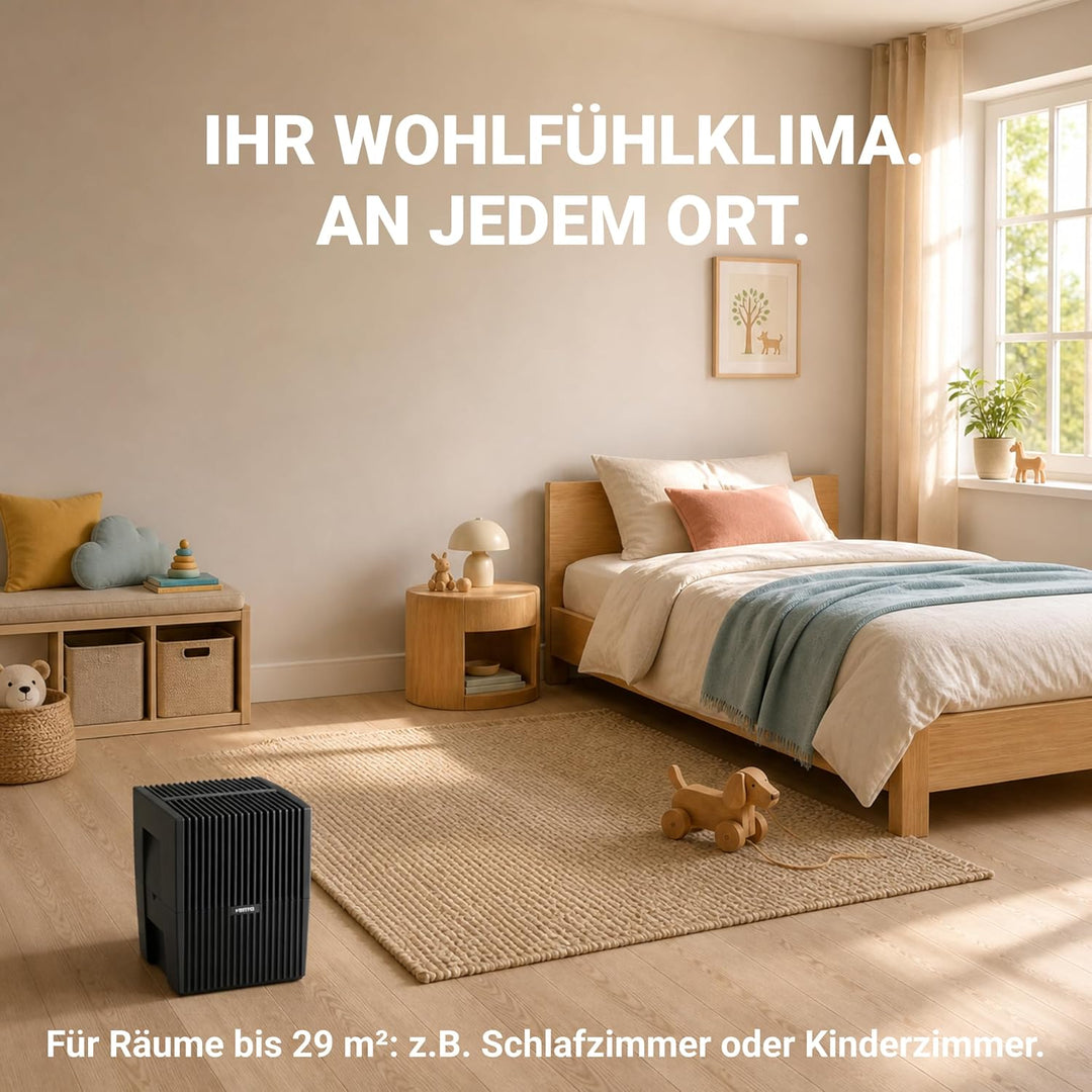 VENTA Luftbefeuchter Schlafzimmer, Baby, Kinderzimmer bis 29 m² | sehr leiser Air Humidifier mit 20