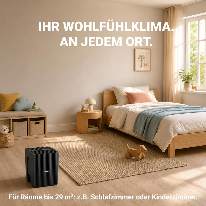 VENTA Luftbefeuchter Schlafzimmer, Baby, Kinderzimmer bis 29 m² | sehr leiser Air Humidifier mit 20