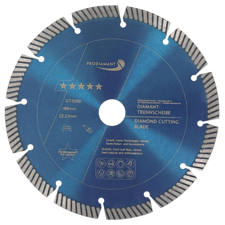 PRODIAMANT Fastcut Highspeed Diamant-Trennscheibe 180 mm x 22,23 mm für sehr harte Baustoffe wie Kal
