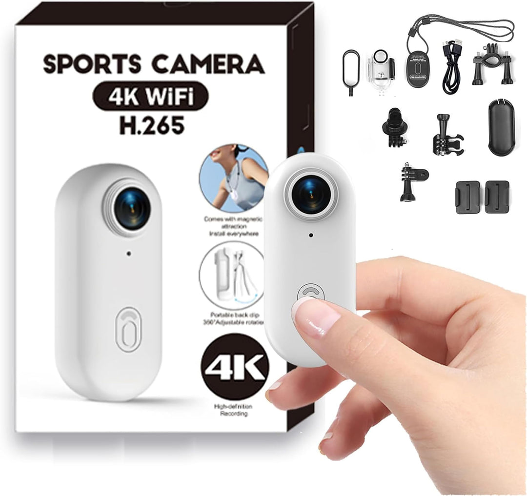 4K Mini Action Kamera mit 360° Drehclip, Wearable Body Cam & Mini Sportkamera, Tragbare Video Kamera