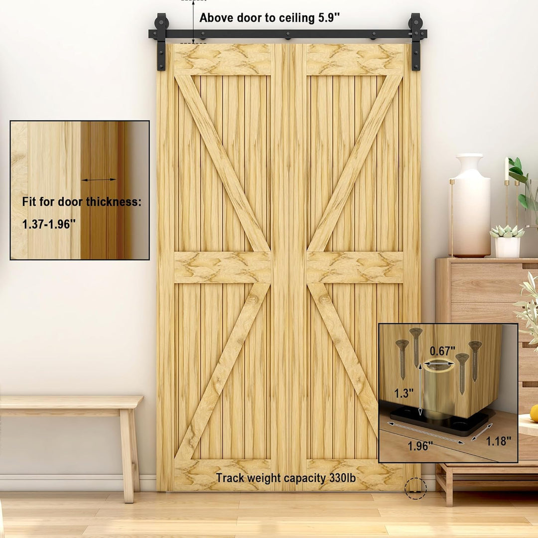 QINAIXQM 91CM/3FT Bifold Schiebetürbeschlag Schiebetür Beschlag Gleitschiene Holzschiebetür Schiebet