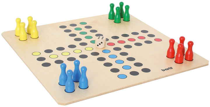 Bartl 106616 Brettspiel Ludo gross aus Holz XXL Format 50cm x 50cm | Ideal für Kinder und Senioren,