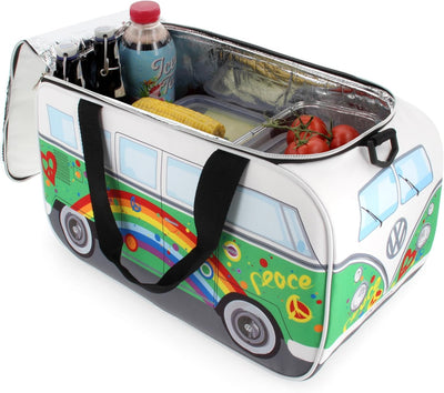 BRISA VW Collection - Volkswagen Hippie Bus T1 Camper Van Kühltasche 25L Einheitsgrösse Peace/Grün,