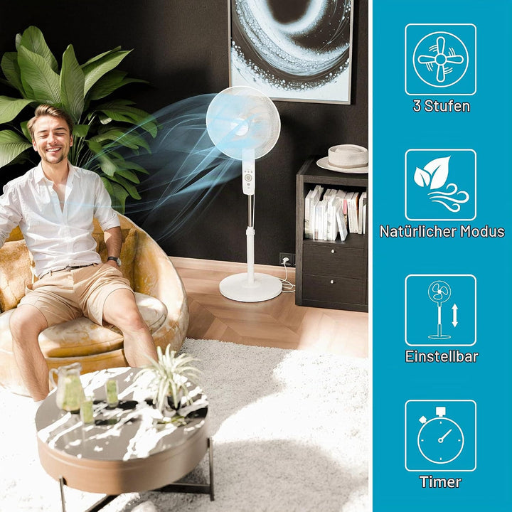 SUNTEC Ventilator mit Fernbedienung, Timer | Stand Standventilator CoolBreeze 4000 | Leise 40 cm Dur