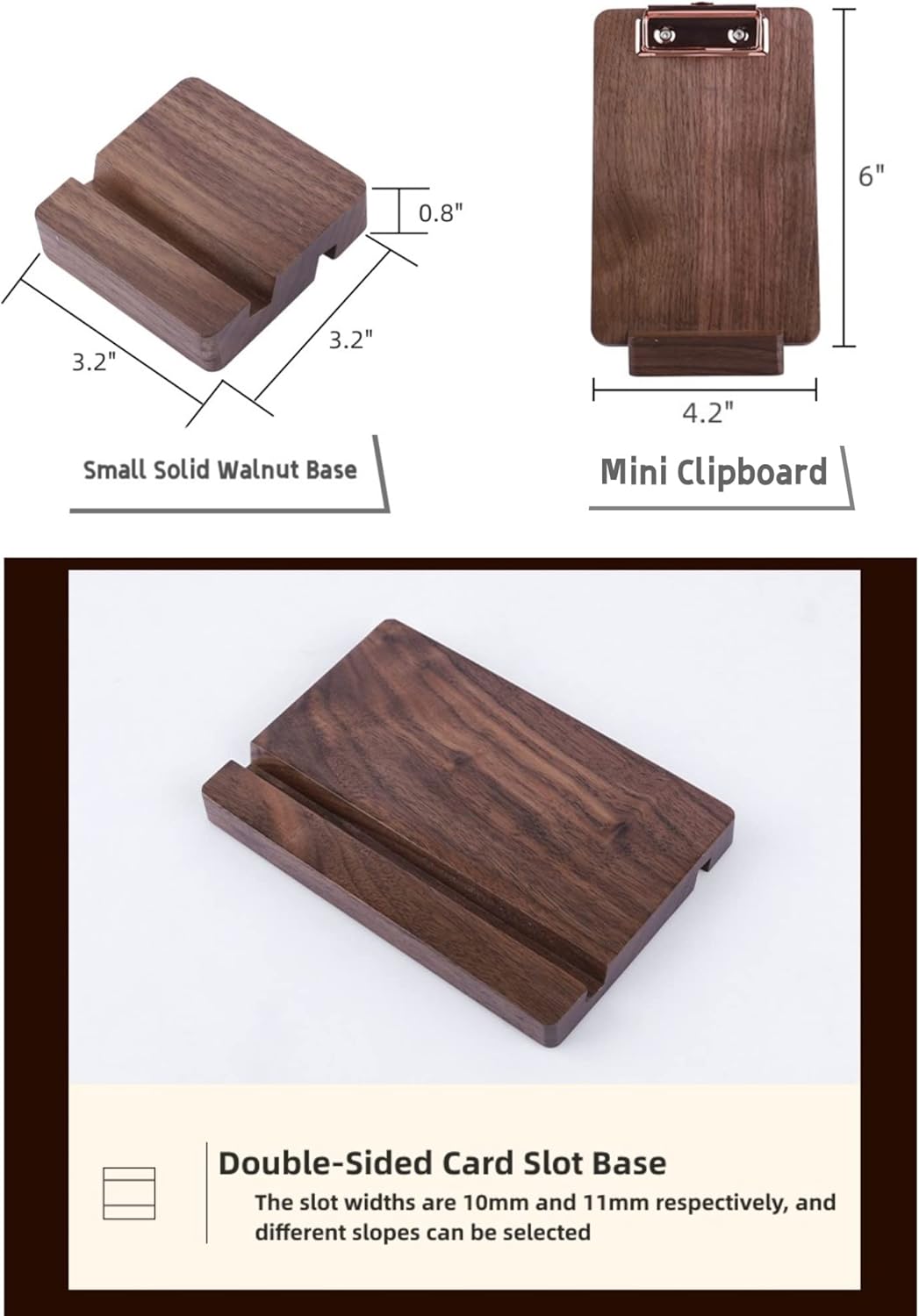 Klemmbrett aus massivem Hartholz mit Ständer, Menühalter aus Holz für Restaurants, Tischständer, Qui