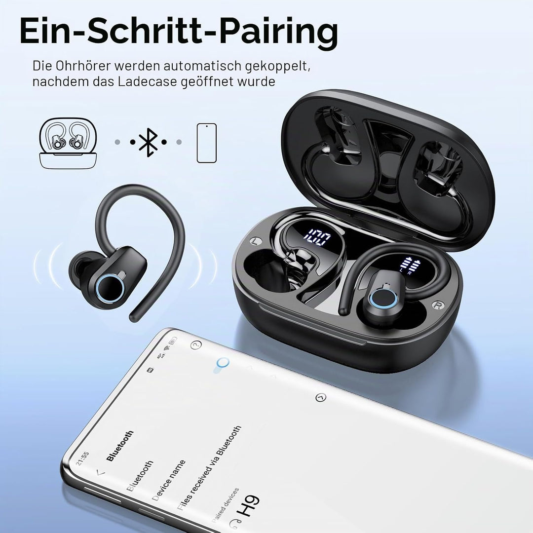 Bluetooth Kopfhörer Sport, 2026 Kopfhörer Kabellos Bluetooth 5.3, 50 Std HiFi Stereo In Ear Ohrhörer