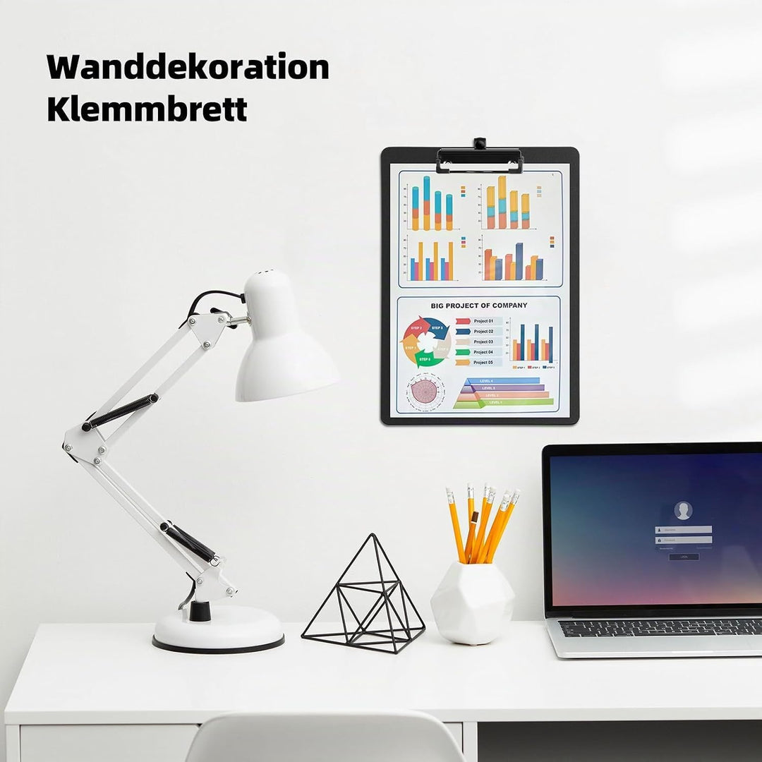 Klemmbrett A4, 6er Klemmbretter mit Metall Aktendulli, Kunststoff Klemmmappe A4, Clipboard zum Aufhä