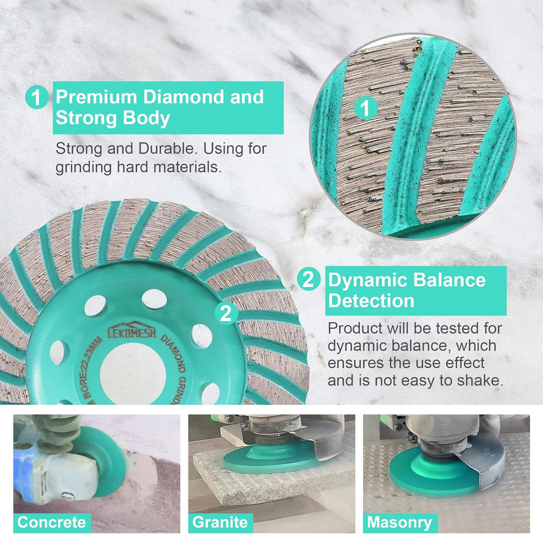 Diamant Schleifscheibe 125mm - Turbo-Segmente Diamant Schleiftopf für Beton, Granit, Marmor, Mauerwe